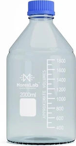 2000ml Glass Round Media Storage Bottles with GL45 Screw Cap, Borosilicate Glass - Picture 1 of 5