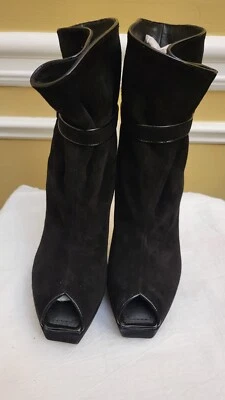 Louis Vuitton Black Suede Open Toe Ankle Boots Size 39/ US 8 - Image 1 of 4
