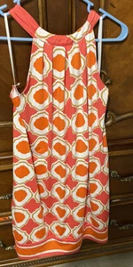 MUD PIE Bow Tie Dress Sleeveless Coral/Orange/White/Gold Patterned Size M - Picture 1 of 8
