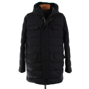 Kired Kiton NWT Tigriv Cashmere Hooded Down Jacket Size 54 (2XL US) In Dark Blue - Picture 1 of 16