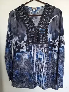 TUNICA TOP DONNA WORLD UNIT MULTICOLORE SCOLLO A V TG L - Foto 1 di 3