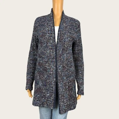 Cárdigan Suéter Coldwater Creek MEDIANO 10 12 Azul Multicolor Tejido Frente Abierto Foto 1 de 4