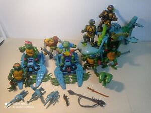 lote tortugas ninja, vehículos y accesorios playmate toys 1989
