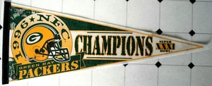 1996 Super Bowl XXXI Green Bay Packers Patriots Helmet 30" Pennant NFC Champions - Picture 1 of 4