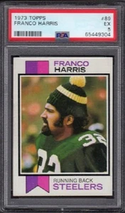 1973 Franco Harris Topps tarjeta de novato de fútbol americano #89 grado PSA 5 excelente (EX) - Imagen 1 de 2