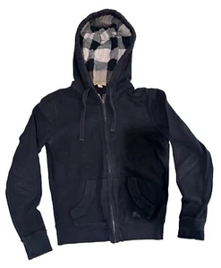 MINT Burberry Brit Mens Claredon Full Zip Hoodie Plaid Check Logo Black Small - Picture 1 of 4
