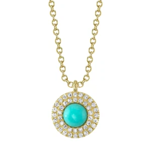 Collar de diamantes turquesa de oro amarillo de 14K 0,39 CTW - Imagen 1 de 3