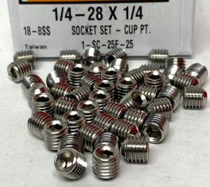 New 1/4-28 x 1/4" Socket Set Cup-Point, 18-8 Stainless Steel (10ea) - Picture 1 of 3