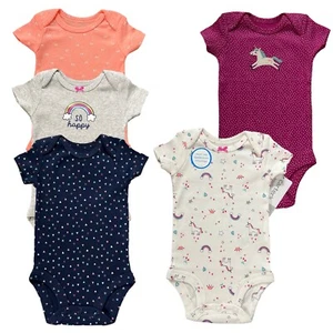 Carters Baby Girls Bodysuits Size 12 Months Multicolor Soft Comfortable 5 Pack - Picture 1 of 6