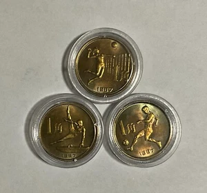 3Pcs CHINA 1987 1 JIAO coin 6th sports meet Anniversary - Picture 1 of 2