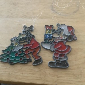 Makit & Bakit Vtg Disney 1981 Suncatchers Christmas Ornaments Lot Mickey Goofy 2 - Picture 1 of 3