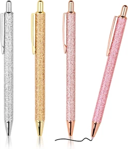 4 Pcs Ballpoint Pens, Comfortable Writing Metal Retractable Pretty Journaling Bl - Picture 1 of 5