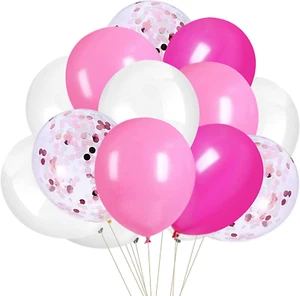 Thomtery Rosa Konfetti Weiß Luftballons, 50 Stück 12 Zoll 50 Stück Set,  - Bild 1 von 7