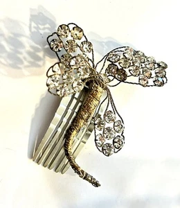 Vintage 1920er Jahre Blume Haarnadel Stück französische Paste Strass Blume Draht Wickelkamm - Bild 1 von 6