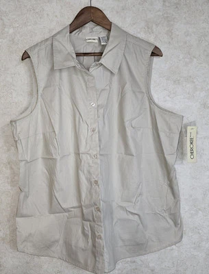 Винтажный желтовато-коричневый топ чероки без рукавов женский 22 Вт легкий принт на пуговицах  - Изображение 1 из 4