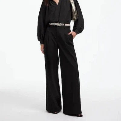 Nuevo con etiquetas Pantalón Madewell The Harlow Pierna Súper Ancha En Sarga Cepillada Negro Talla 2 Foto 1 de 4