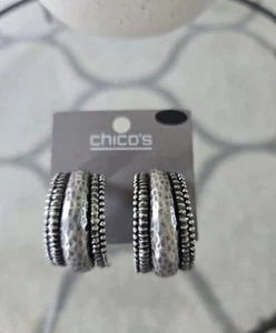 Chicos Silver Boho Hoop Earrings New - Picture 1 of 4