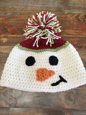 Hand Crocheted Snowman Beanie Hat Adult - Image 1 of 4