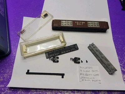 AS IS ASSORTED N SCALE RAILCAR LOCOMOTIVE PARTS LOT UNKNOWN BRANDS GOOD COND LOT - Image 1 of 4