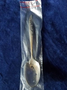 YOUNG LOVE 8 1/4" PIERECED TABLE SERVING SPOON - Oneida Sterling nib - Picture 1 of 2