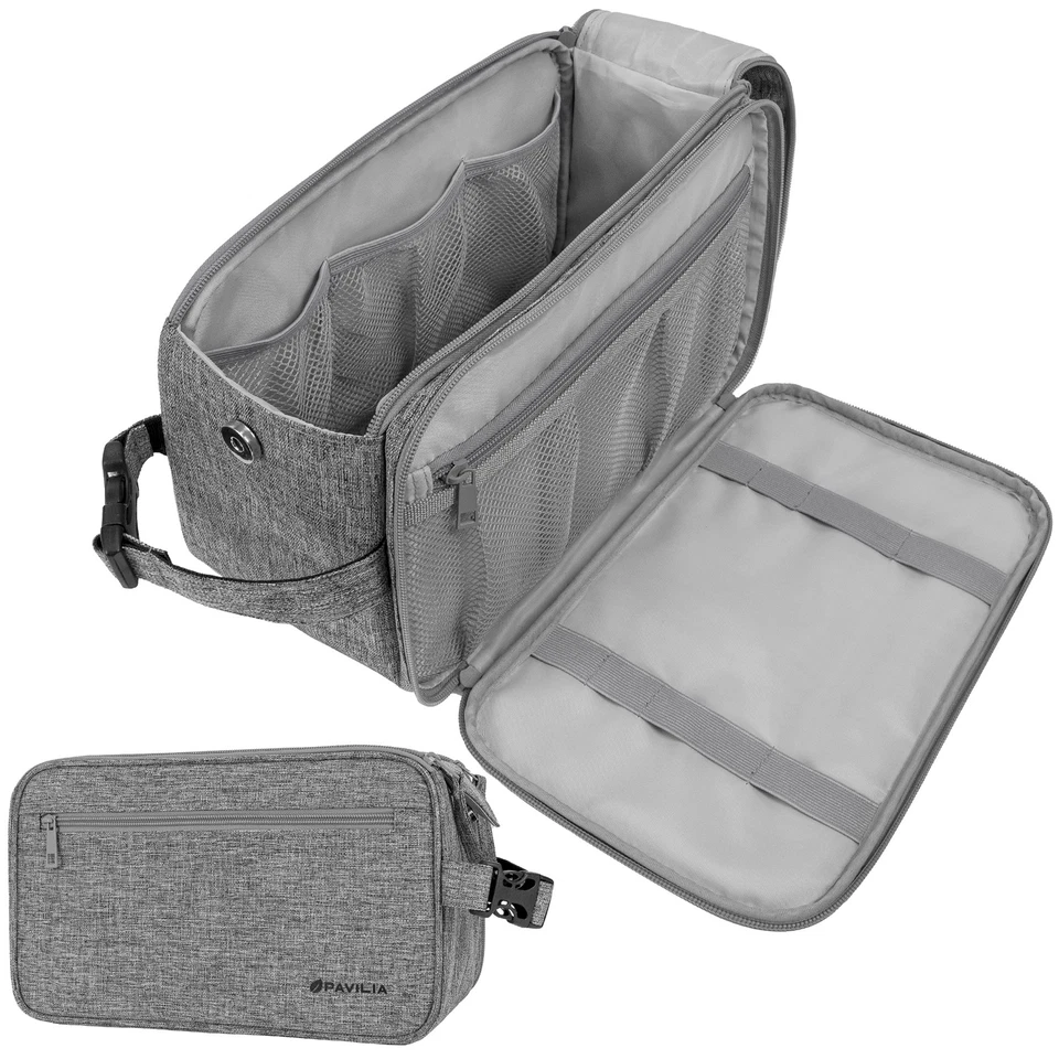 Bolsa de aseo para hombre grande Dopp Kit doble cremallera bolsa de afeitado de viaje sintética Foto 1 de 1