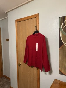 St. John's Bay NWT Size 1X Solid Red Long Sleeve Mockneck Top - Picture 1 of 4