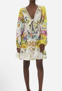CAMILLA Short Tie Front Linen Dress Caterina Spritz RETAIL $699 Size S FLAW - Picture 1 of 24