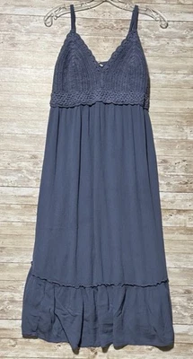 Maxi Vestido Azul Top Crochet Rubor Para Mujer 1X Sin Mangas Informal Vestido de Verano Foto 1 de 4