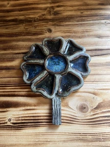 Studio Pottery Flower Wall Plaque Vintage Signed - Picture 1 of 7