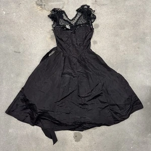 Vintage Gunne Sax Jessica McClintock Size 3 Black Wednesday Adam’s Goth Dress - Picture 1 of 6