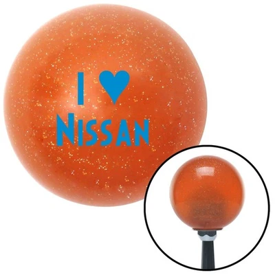 Blue I <3 for NISSAN Orange Metal Flake Shift Knob w/ M16x1.5 Insert Shifter - Image 1 of 4
