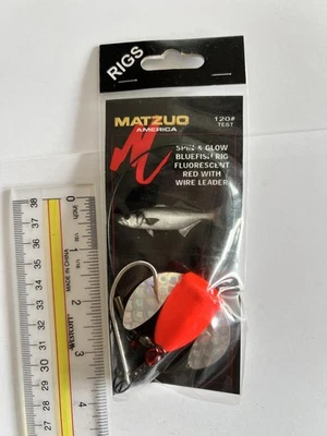 Plataforma de pez azul Matzuo Spin & Glow rojo fluorescente 120 lb líder de sal ¡NUEVA! Foto 1 de 2