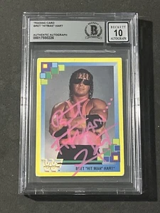 BRET HART 1993 MERLIN WWF SIGNED AUTOGRAPHED CARD BAS AUTHENTIC GEM MINT 10 - Picture 1 of 2