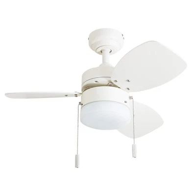 30" Ceiling Fan White Honeywell LED Light Pull Chain Indoor Flush Mount 3 Blade - Image 1 of 4