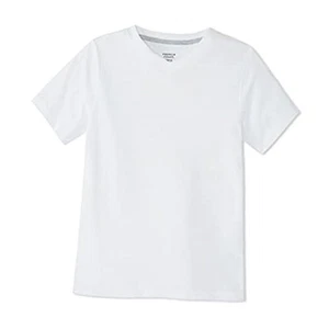 Boys Short Sleeve V-Neck Tee T-Shirt 8 White - Picture 1 of 6