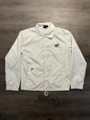 Fox Racing Coach Jacket Men’s Size L Hooded Moto Windbreaker White Y2K Vintage - Image 1 of 4