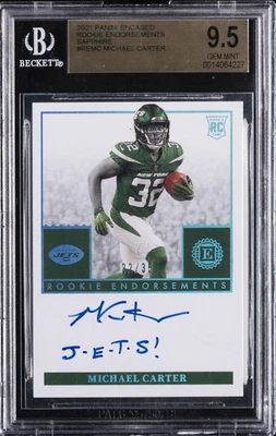 2021 PANINI ENCASED RC ENDORSEMENTS SAPPHIRE #REMC MICHAEL CARTER BGS 9.5 - Image 1 of 2