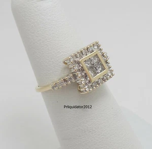 1/2CT Natural Diamond Halo Frame Engagement Wedding Ring Bridal 14K Yellow Gold - Picture 1 of 14