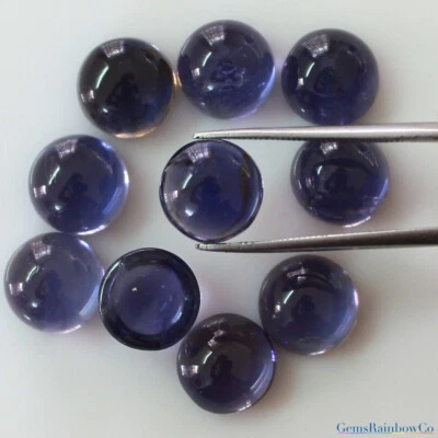 Piedra preciosa suelta cabujón redondo iolita natural inclusión gratuita, buena calidad Foto 1 de 4