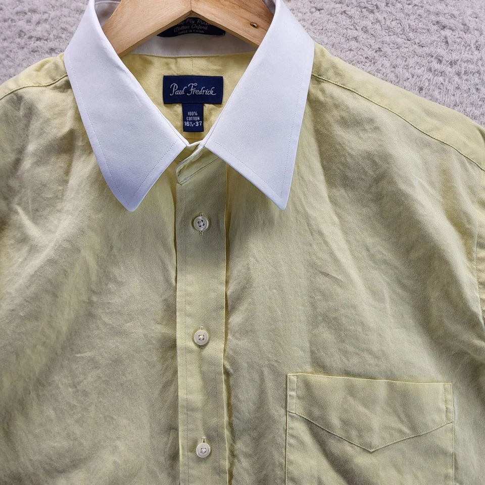 Camisa de Vestir Oxford Paul Frederick Años 80 Dos Capas Algodón Pinpoint XL 16.5 37 Amarilla Foto 1 de 4