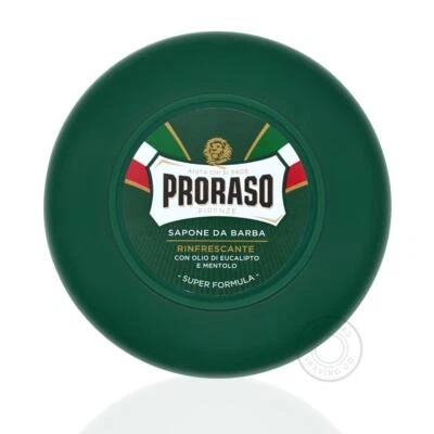 PRORASO Rasierseife grün/erfrischend Menthol & Eukalyptus 75ml Topf Glas Schale
