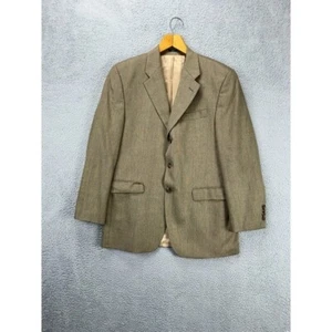 Lauren Ralph Lauren Blazer Adult 40R Tan Window Pane Silk Wool Blend Tuxedo Mens - Imagen 1 de 12