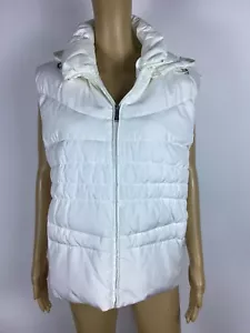 NNT Women's Michael Kors White Zip Quilted Down Vest with Removable Hood XL - Picture 1 of 8