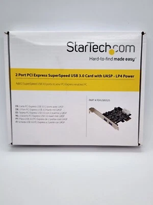 StarTech 2 Port PCIe Express SuperSpeed USB 3.0 Card Adapter + UASP-LP4 Power A2 - Image 1 of 4