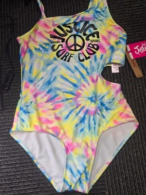Traje de baño Justice Girls talla XL 16-18 Justice Tie Dye Peace Surf Club 1 pieza nuevo*38 Foto 1 de 4
