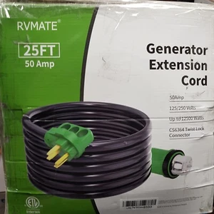 50 AMP 25 Ft RV/EV Extension Cord 125/250V 12.5KW Twist Lock 14-50P to SS2-50R - Bild 1 von 15
