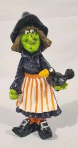 Vtg Witch Monster Holding Black Bird 8” Halloween Figure Decoration - Picture 1 of 9