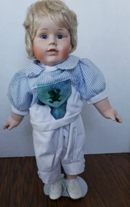 Blonde Haired Blue Eyed Boy In Blue Pajamas 16 Inch Porcelain Doll - Picture 1 of 7