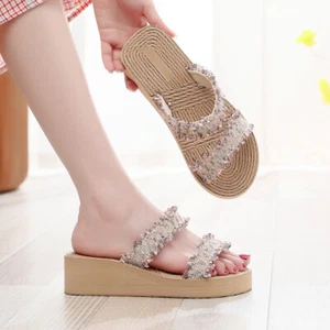 Summer Women's Sandals Wear High Heeled Beach Fashion Slippers Outside - Picture 1 of 27