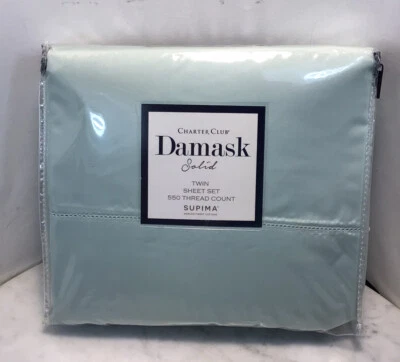 Conjunto de lençóis duplos CHARTER CLUB damasco sólido Supima 550 fios verde musgo - Imagem 1 de 4